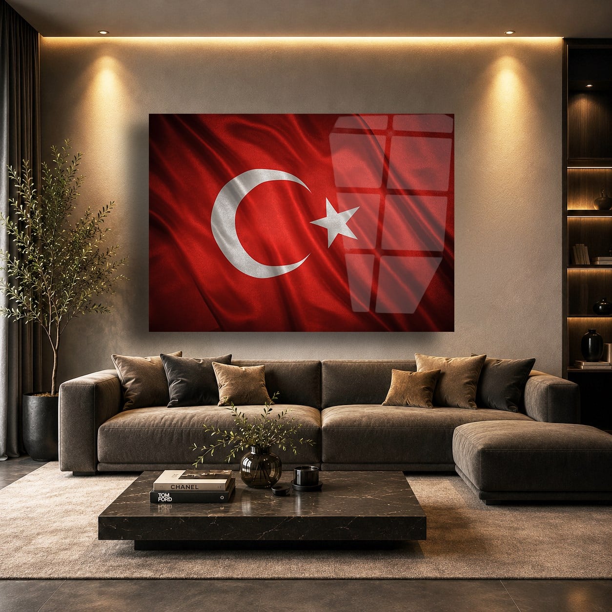 Yatay VatanTemalı Cam Tablo 116