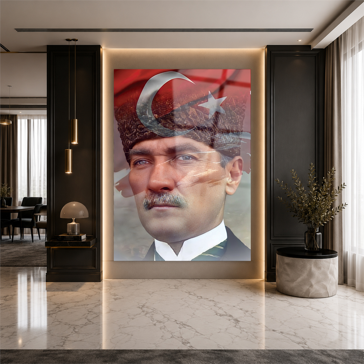 MUSTAFA KEMAL ATATÜRK GÖRSELLİ CAM TABLO