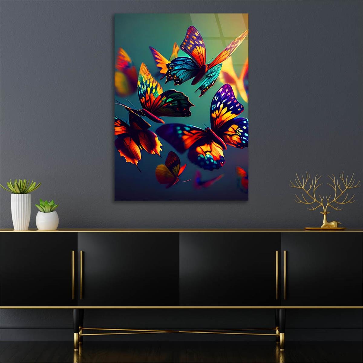 Dikey Sanat Temalı Cam Tablo 368