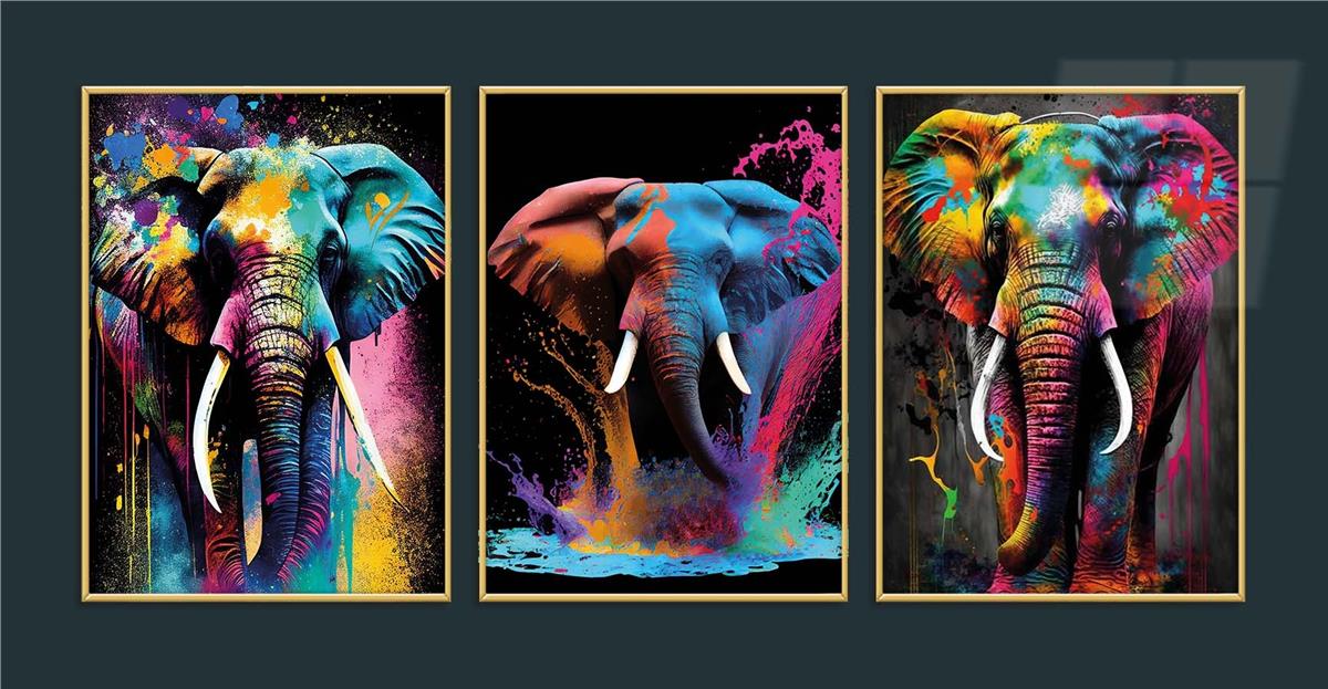 Alüminyum Çerçeveli Sanat Temalı 3'lü Set MDF Tablo 0077