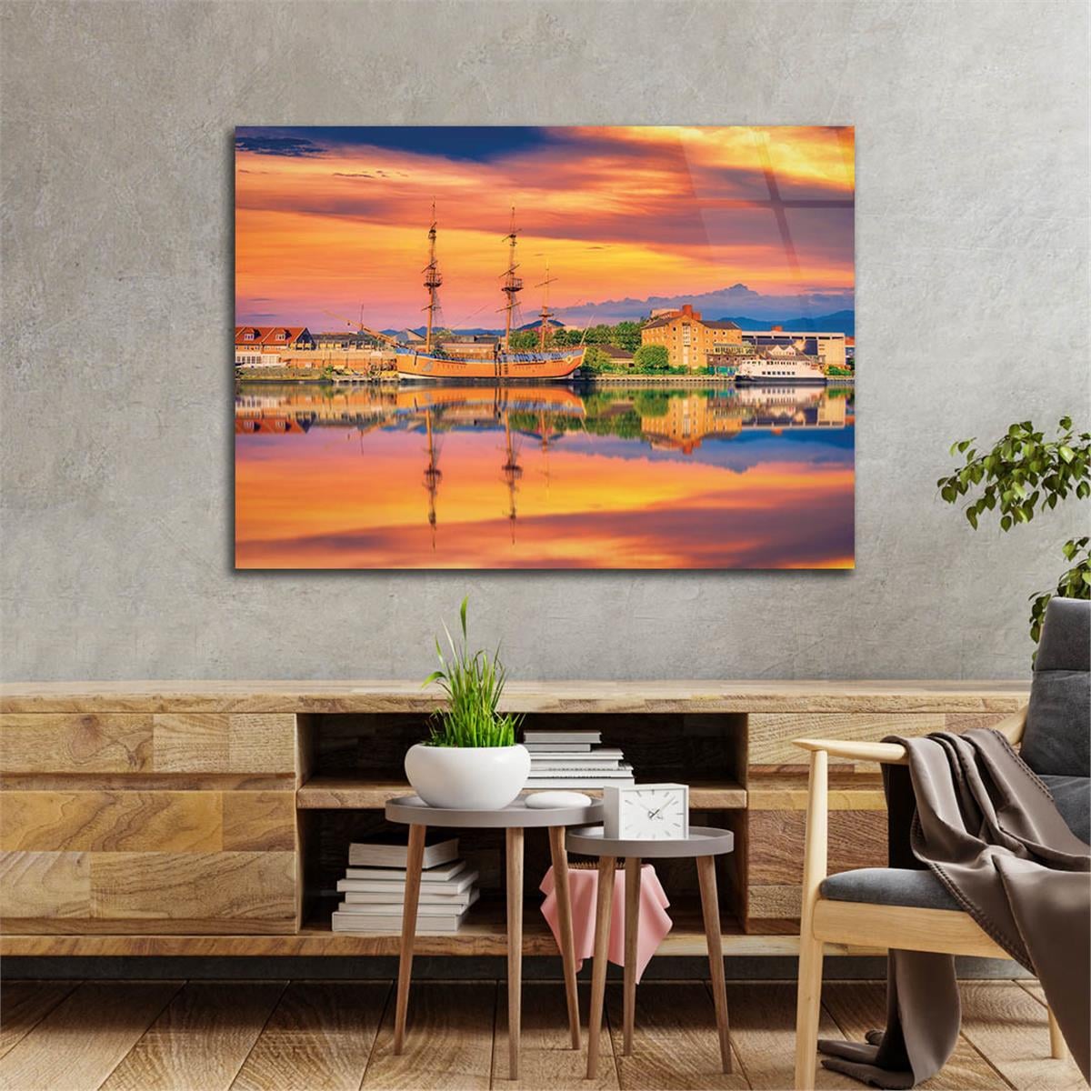 Horizontal Natured-Themed Tempered Glass Wall Art 302
