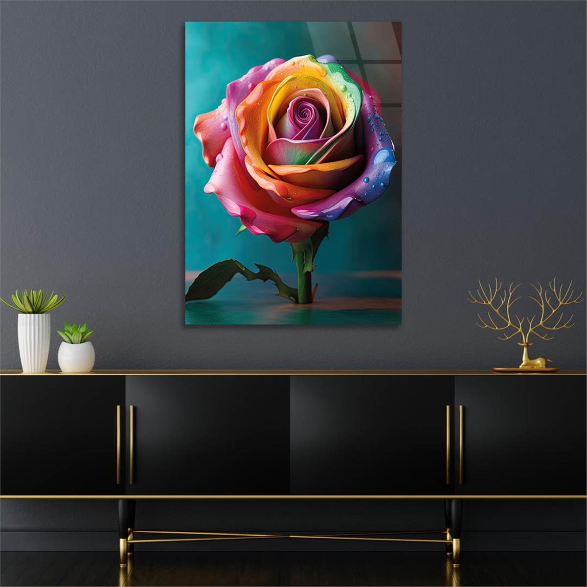 Vertical Tempered Glasss Wall Arts Natured-Themed134