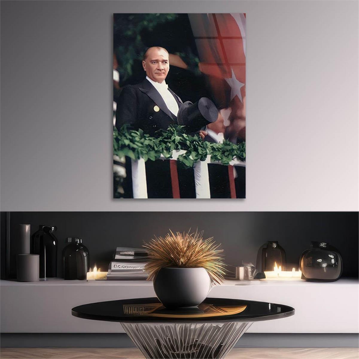 Mustafa Kemal Atatürk Gehard Glasschilderij 