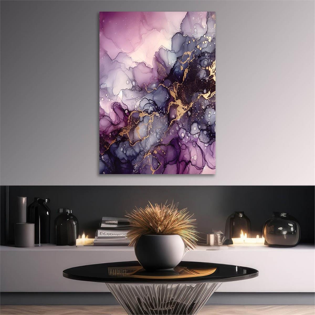 Dikey Sanat Temalı Cam Tablo 398