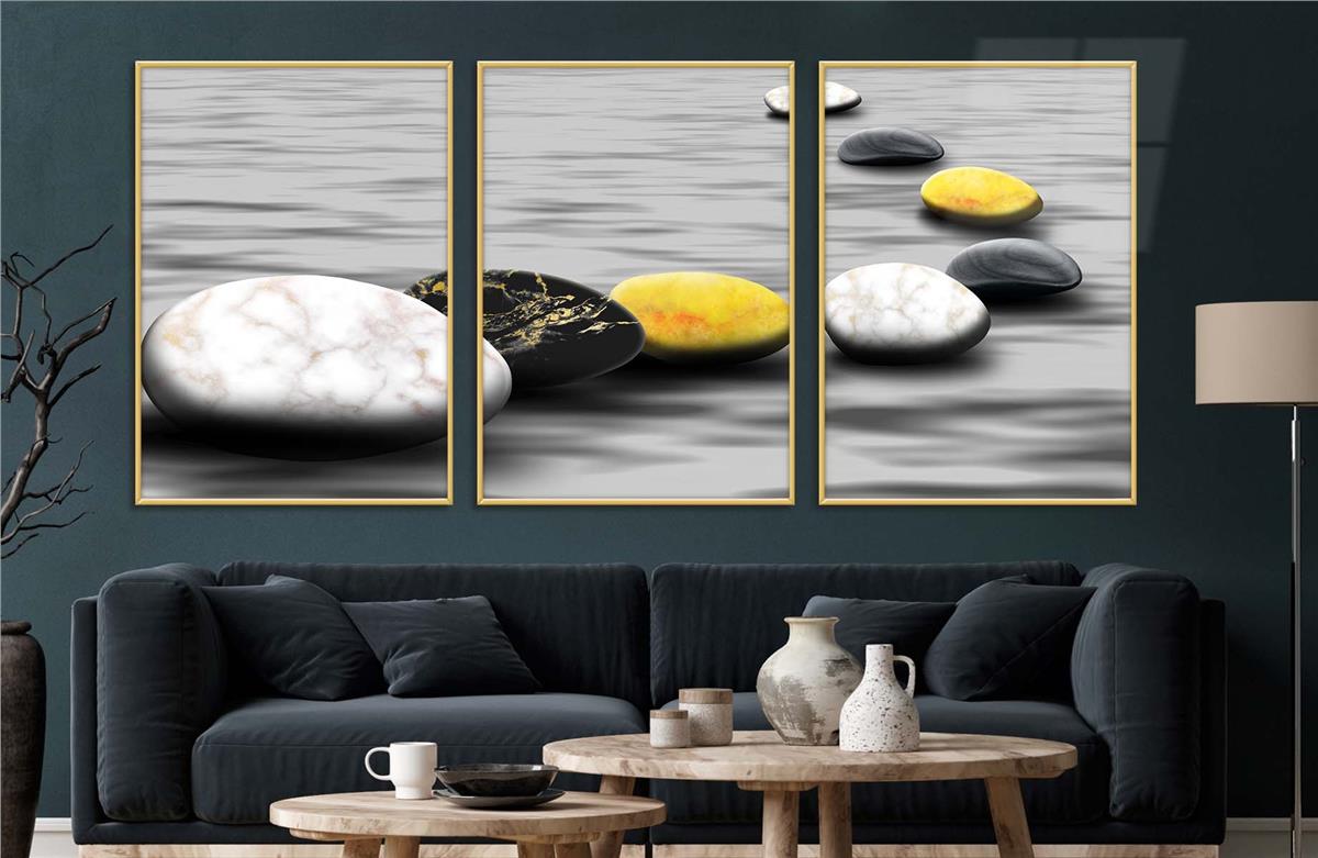 Alüminyum Çerçeveli Sanat Temalı 3'lü Set CAM Tablo 0067