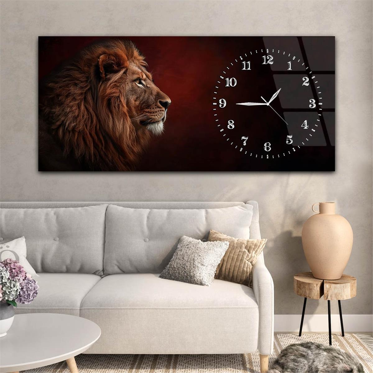 Yatay Saatli Yandan Sanat Temalı Cam Tablo 334