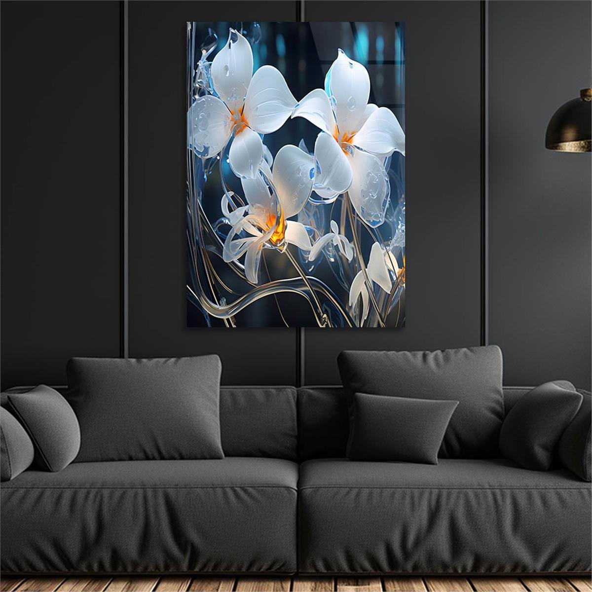Dikey Sanat Temalı Cam Tablo 356