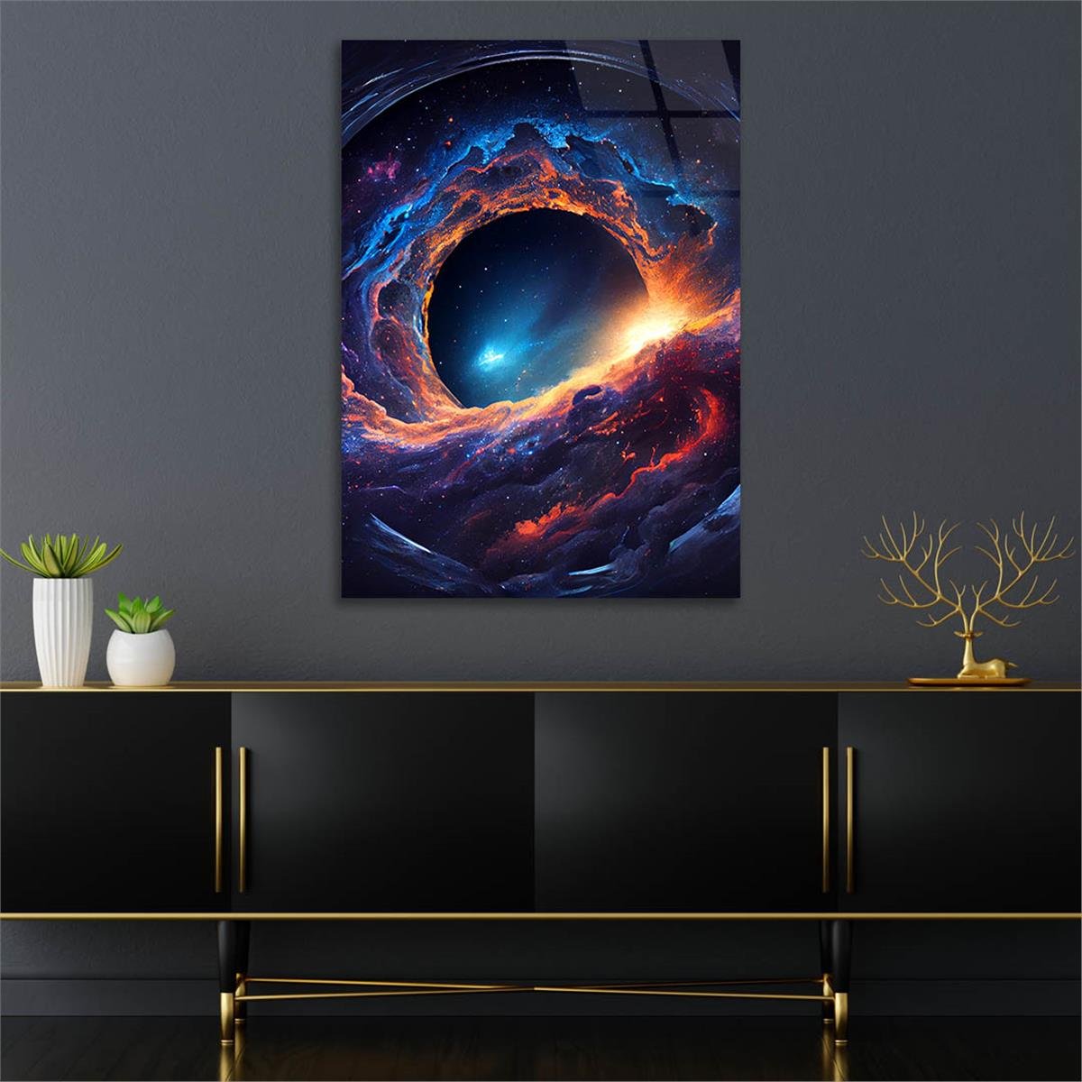 Dikey Sanat Temalı Cam Tablo 524