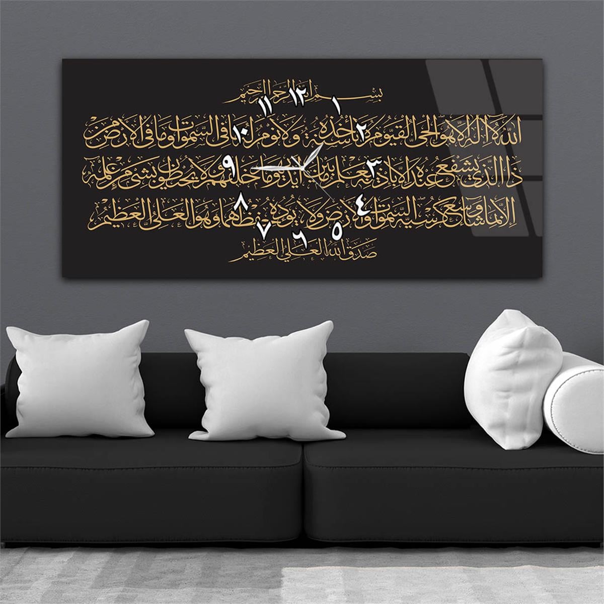 Middle-Clock, Religious-Themed Horizontal Glass Wall Painting 048