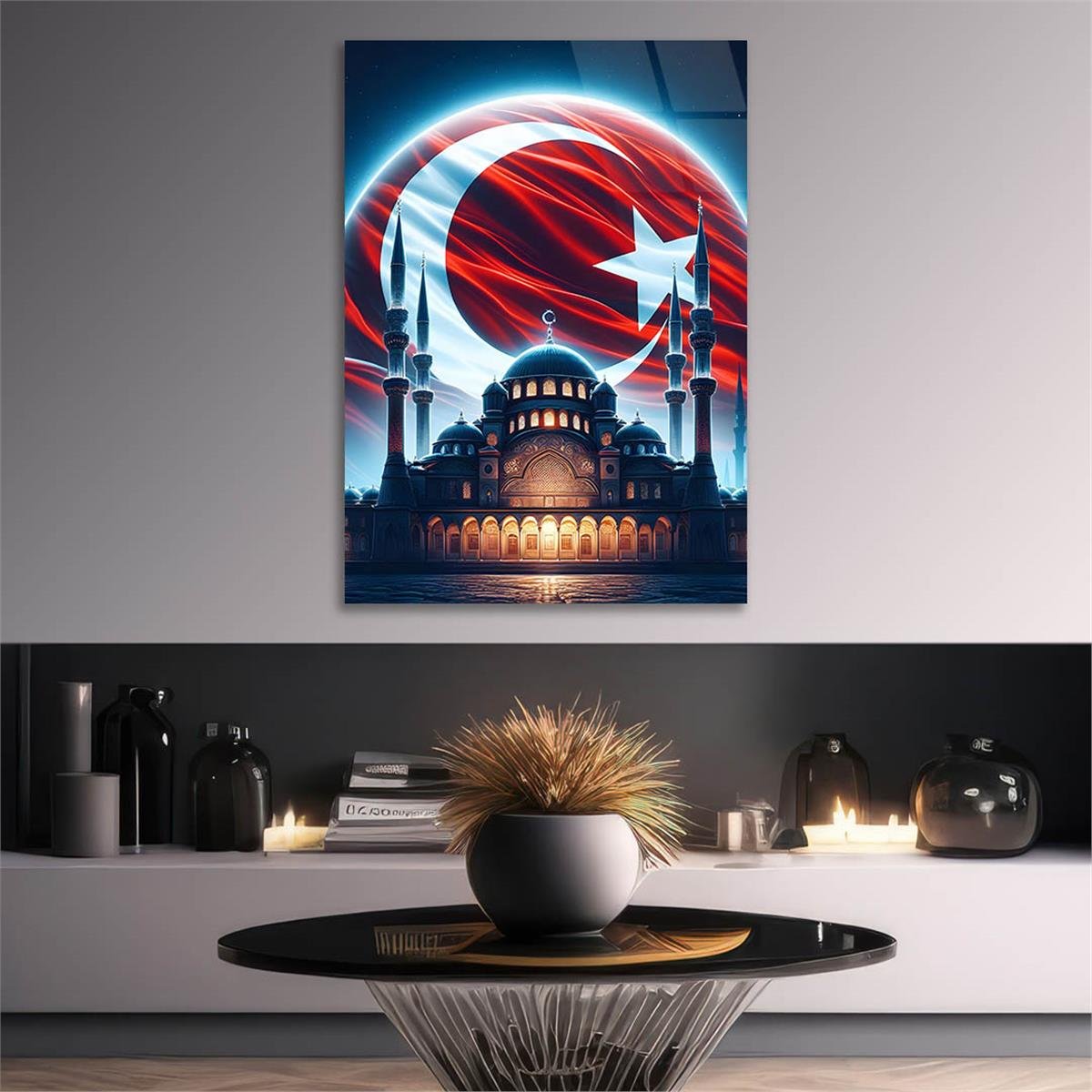 Dikey VatanTemalı Cam Tablo 184