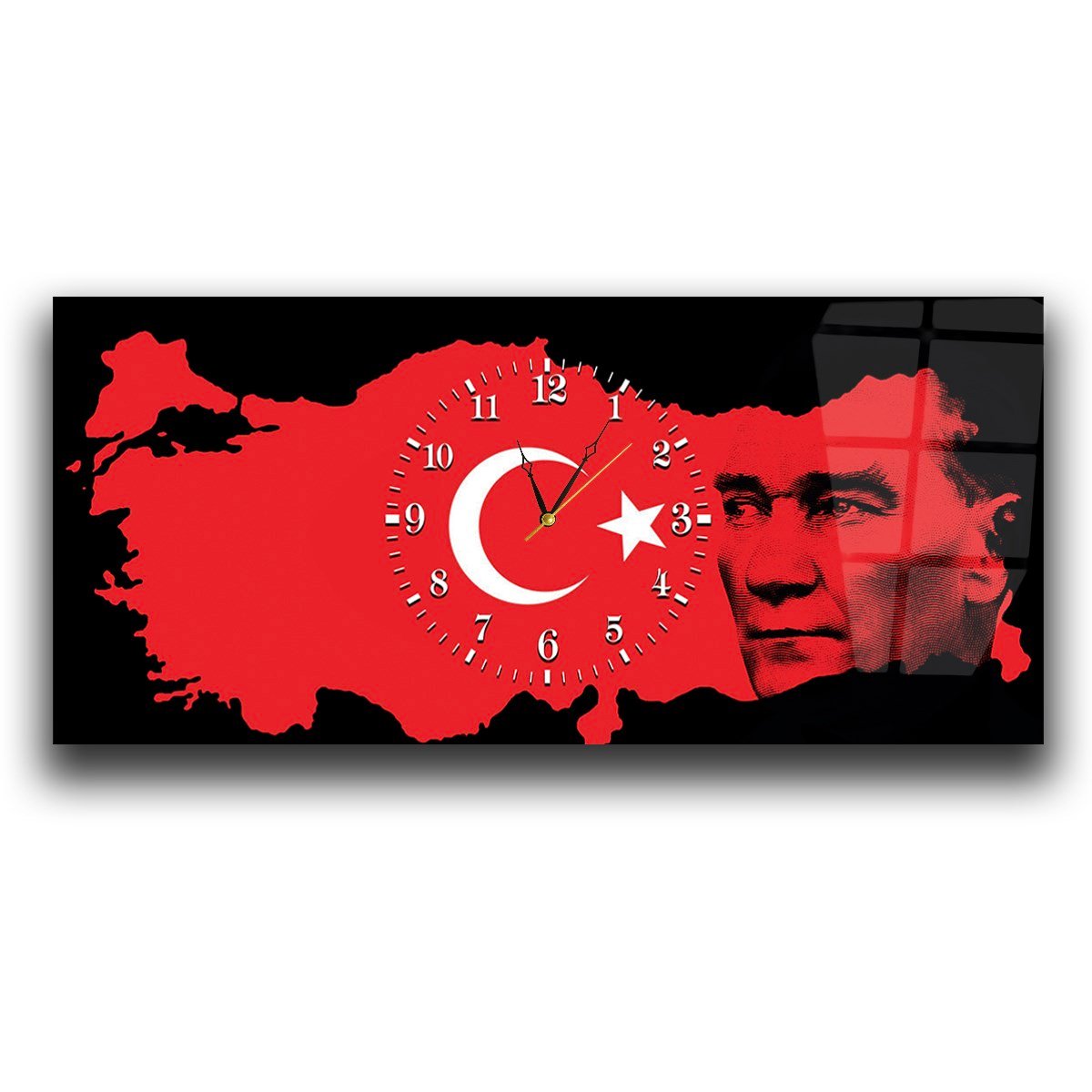 Middle-Clock, Homeland-Themed Horizontal Glass Wall Painting 060