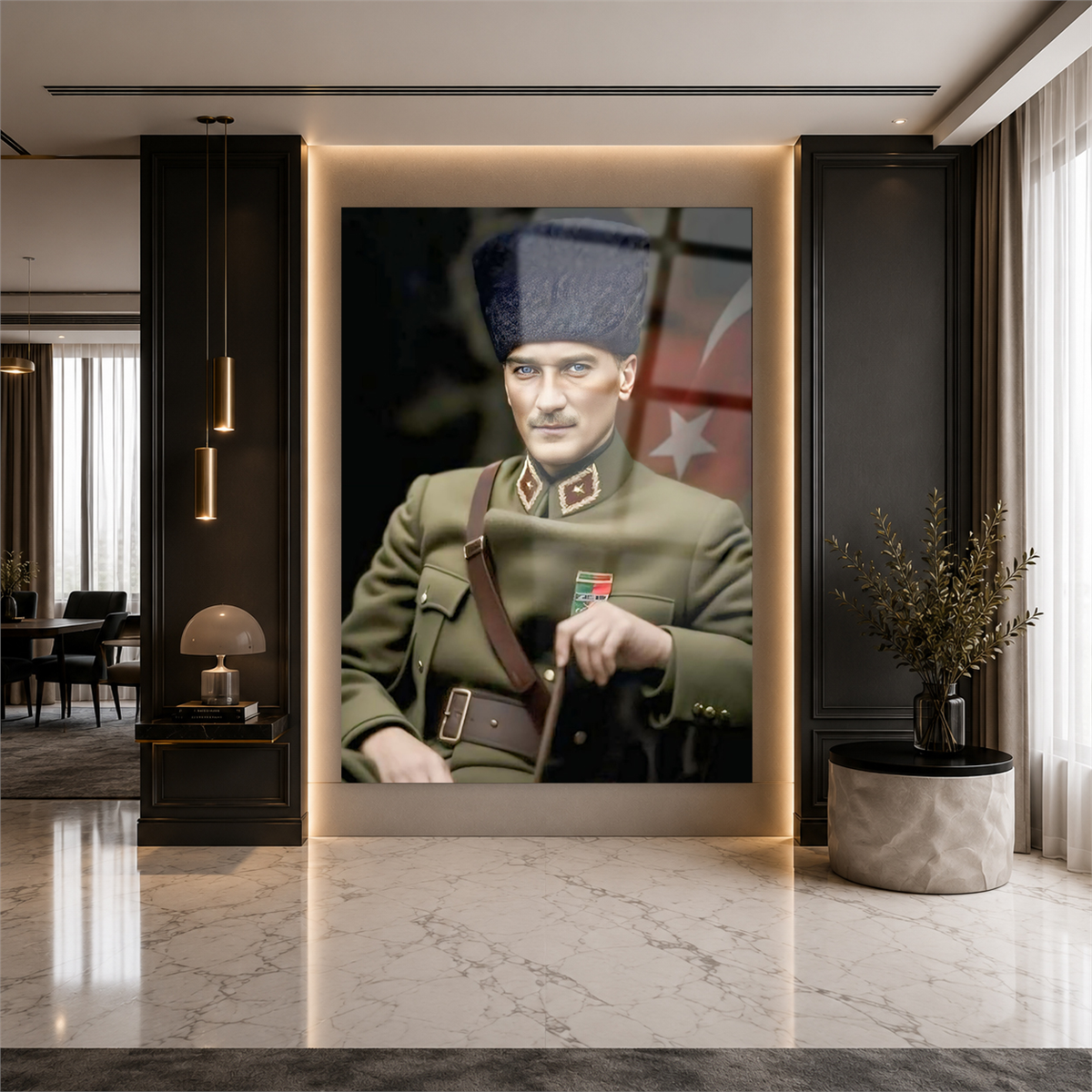 Dikey VatanTemalı Cam Tablo 215