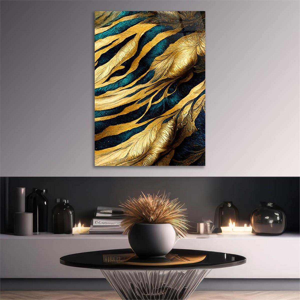 Dikey Sanat Temalı Cam Tablo 561