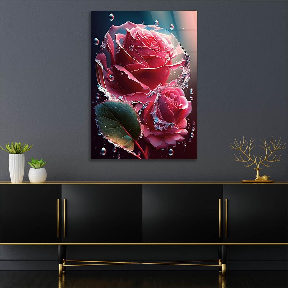 Vertical Tempered Glasss Wall Arts Natured-Themed131