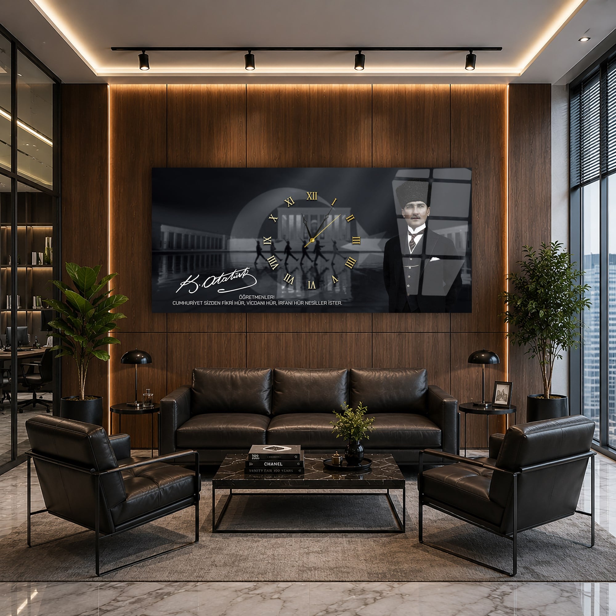 Middle-Clock, Homeland-Themed Horizontal Glass Wall Painting 053