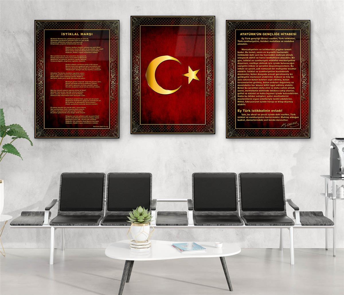  3'lü Set VatanTemalı Cam Tablo 14
