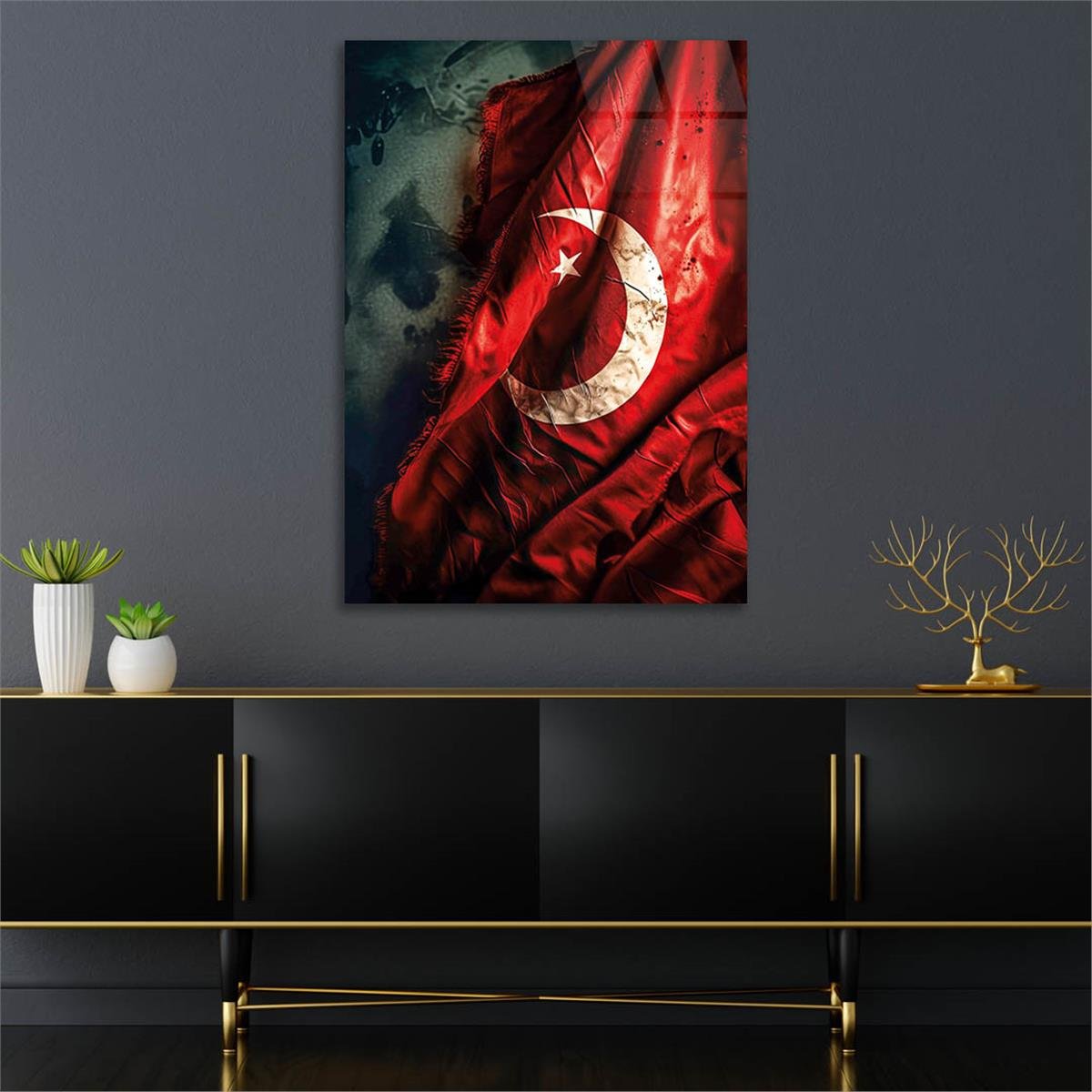 Dikey VatanTemalı Cam Tablo 158