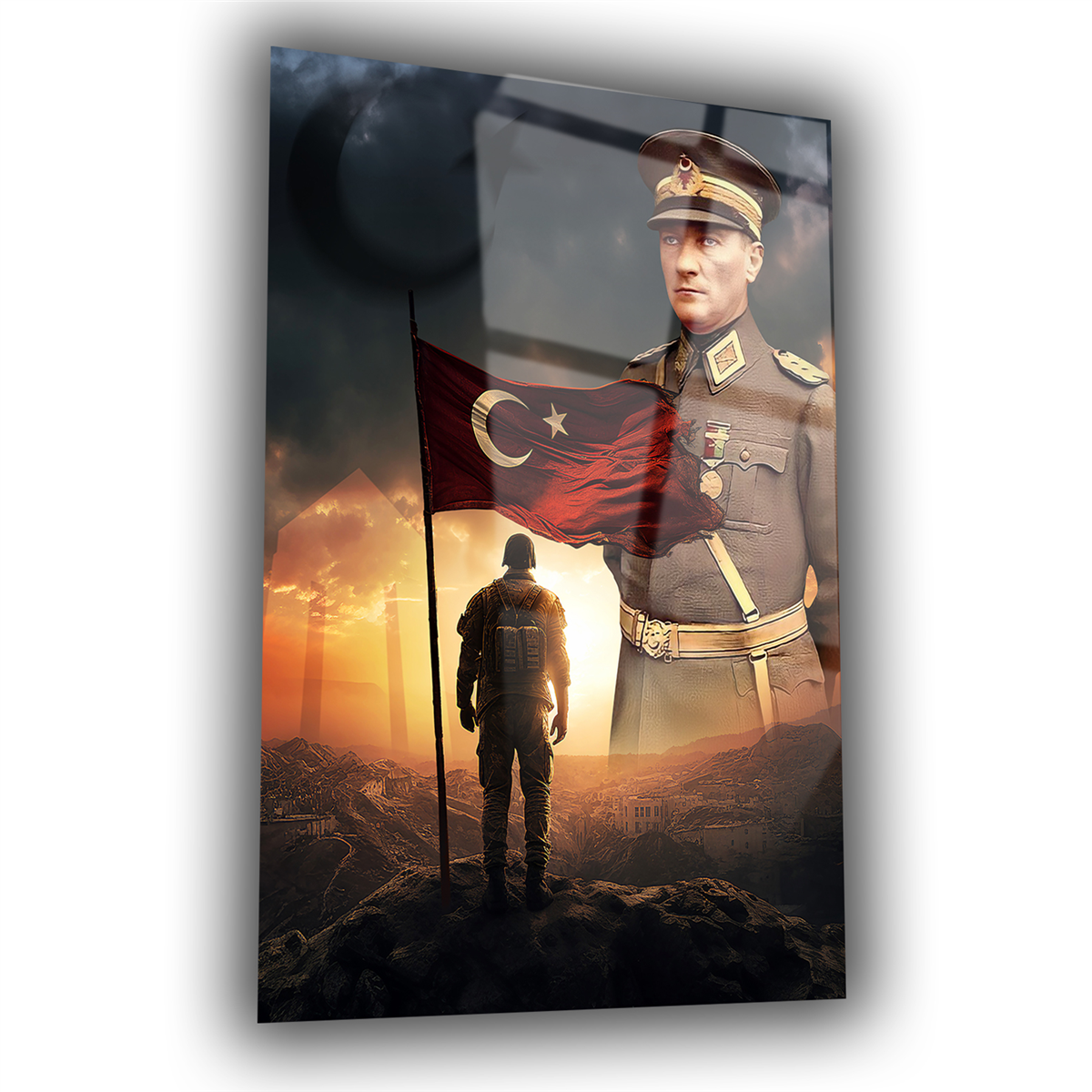 Dikey VatanTemalı Cam Tablo 181