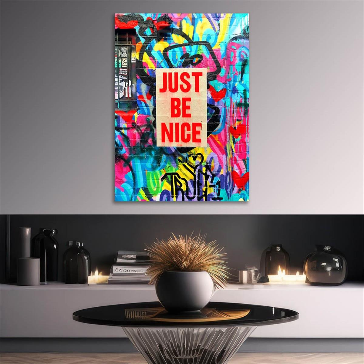 Dikey Sanat Temalı Cam Tablo 379