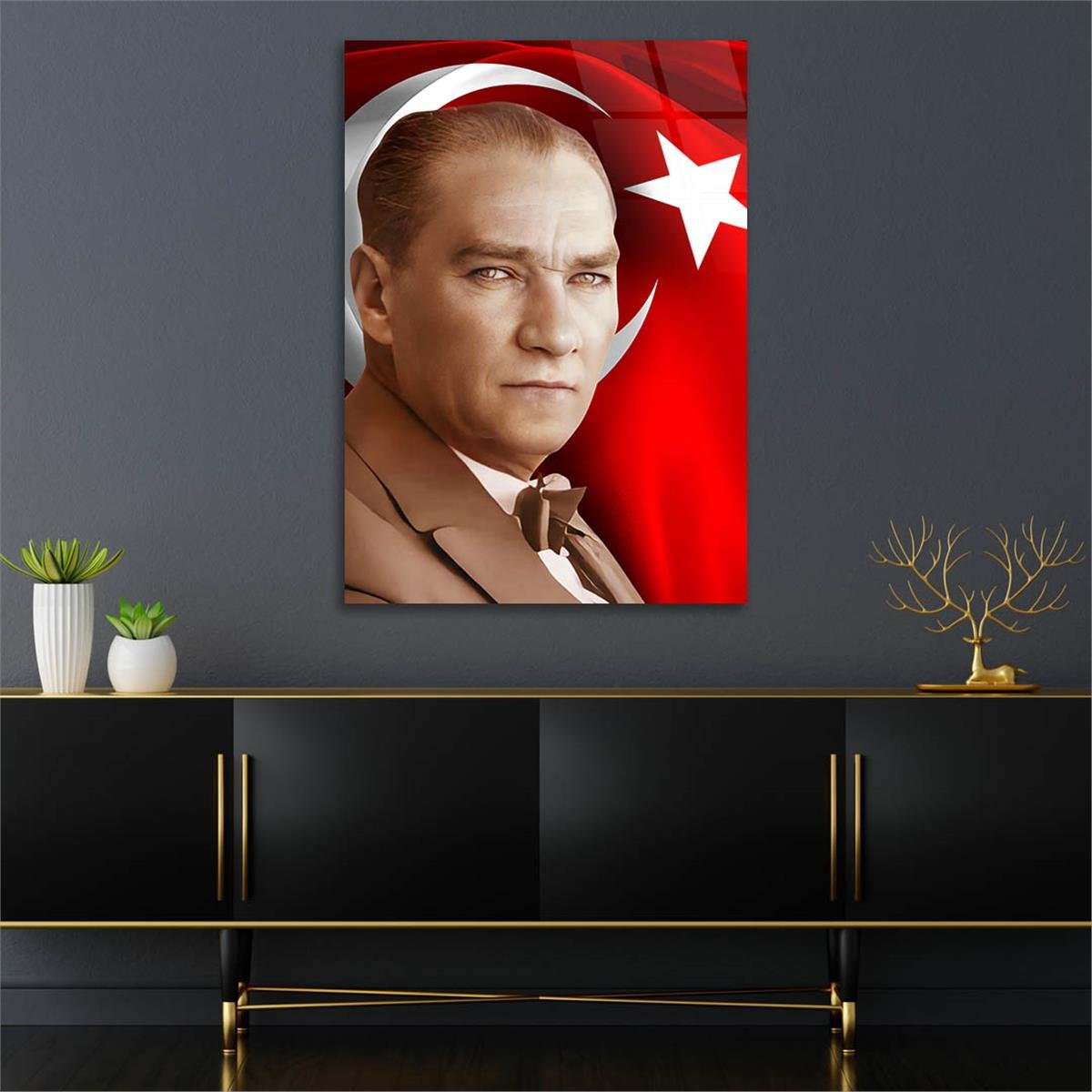 Dikey VatanTemalı Cam Tablo 257
