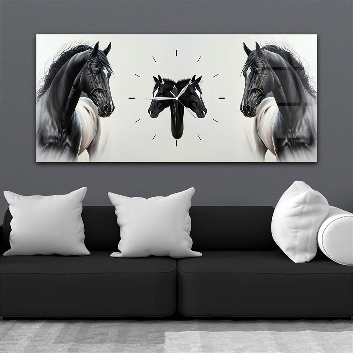 Middle-Clock, Art And Nature-Themed Horizontal Glass Wall Painting 060