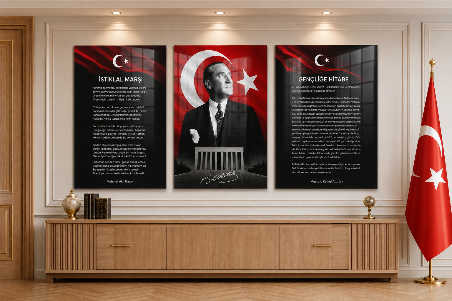  3'lü Set VatanTemalı Cam Tablo 25