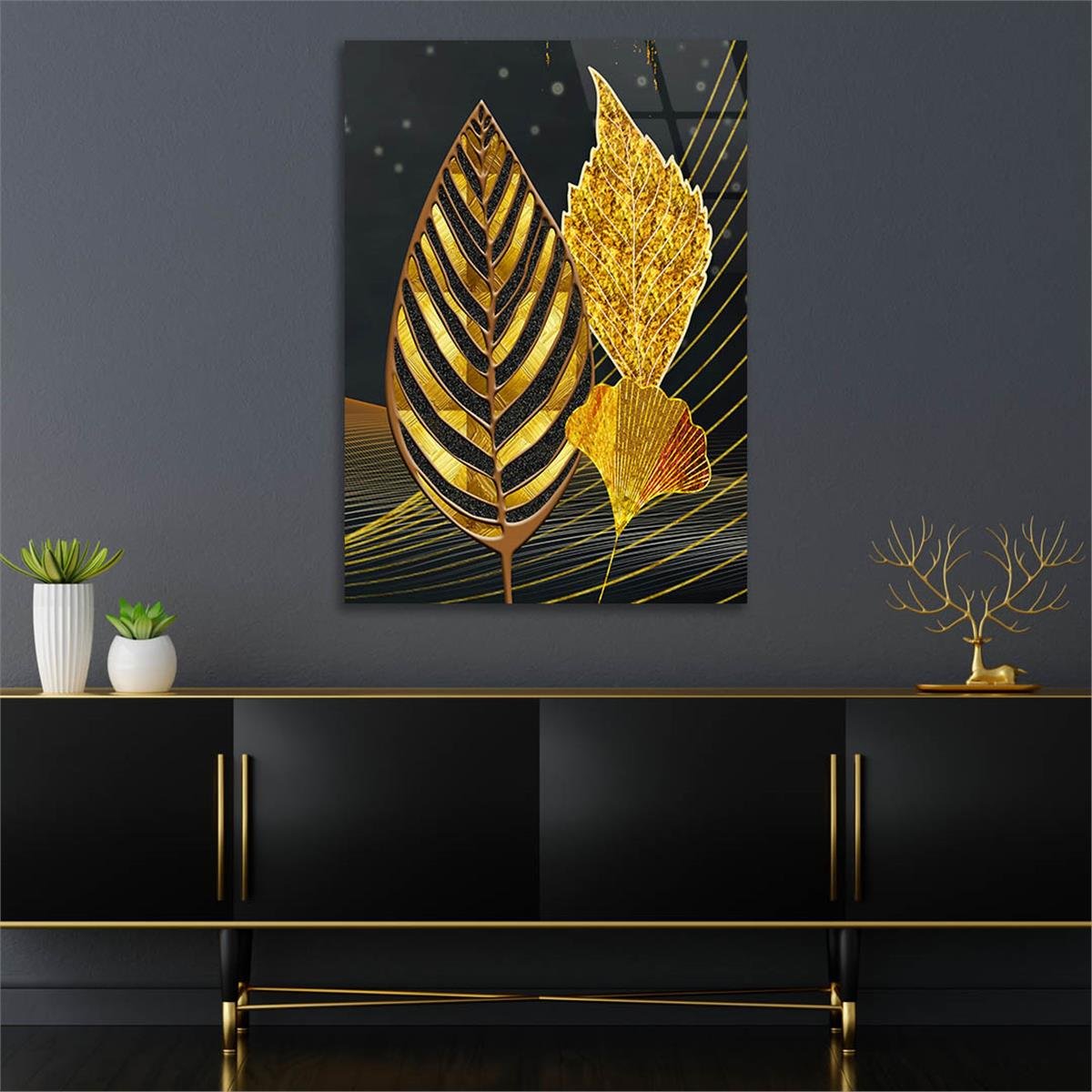 Dikey Sanat Temalı Cam Tablo 337