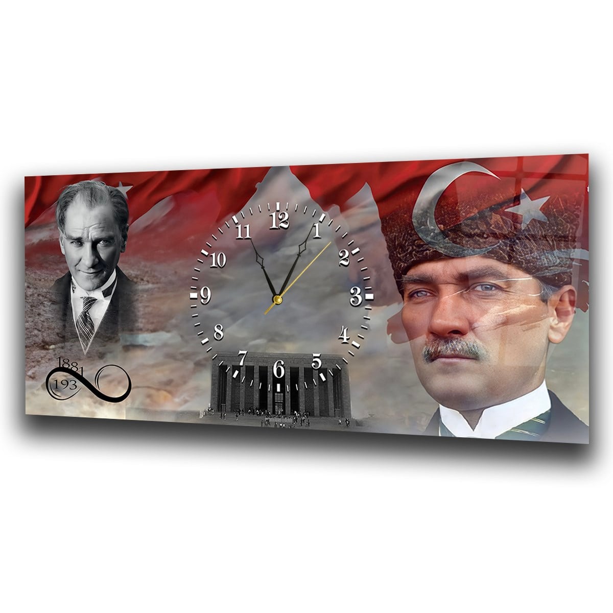 Middle-Clock, Homeland-Themed Horizontal Glass Wall Painting 067