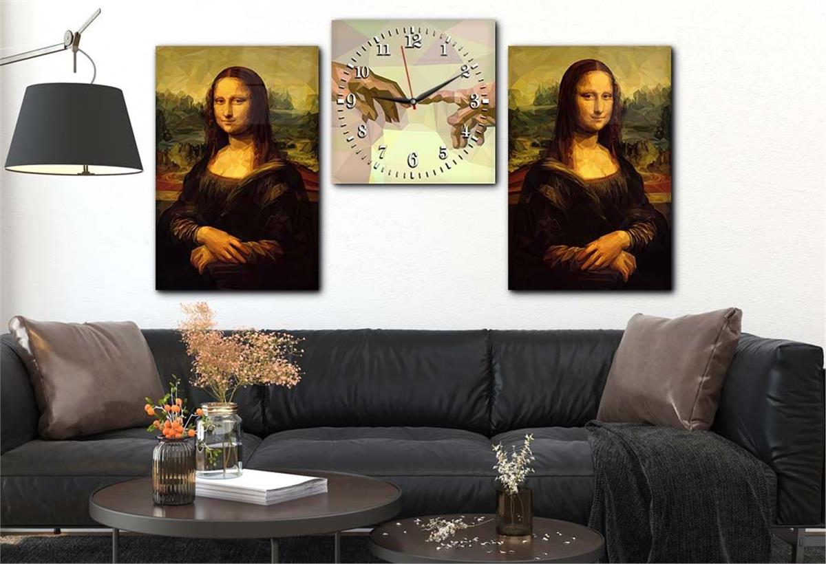 Tempered Glasss Wall Arts Art-Themed Set with Clock