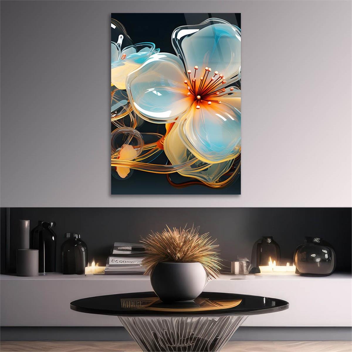 Dikey Sanat Temalı Cam Tablo 352
