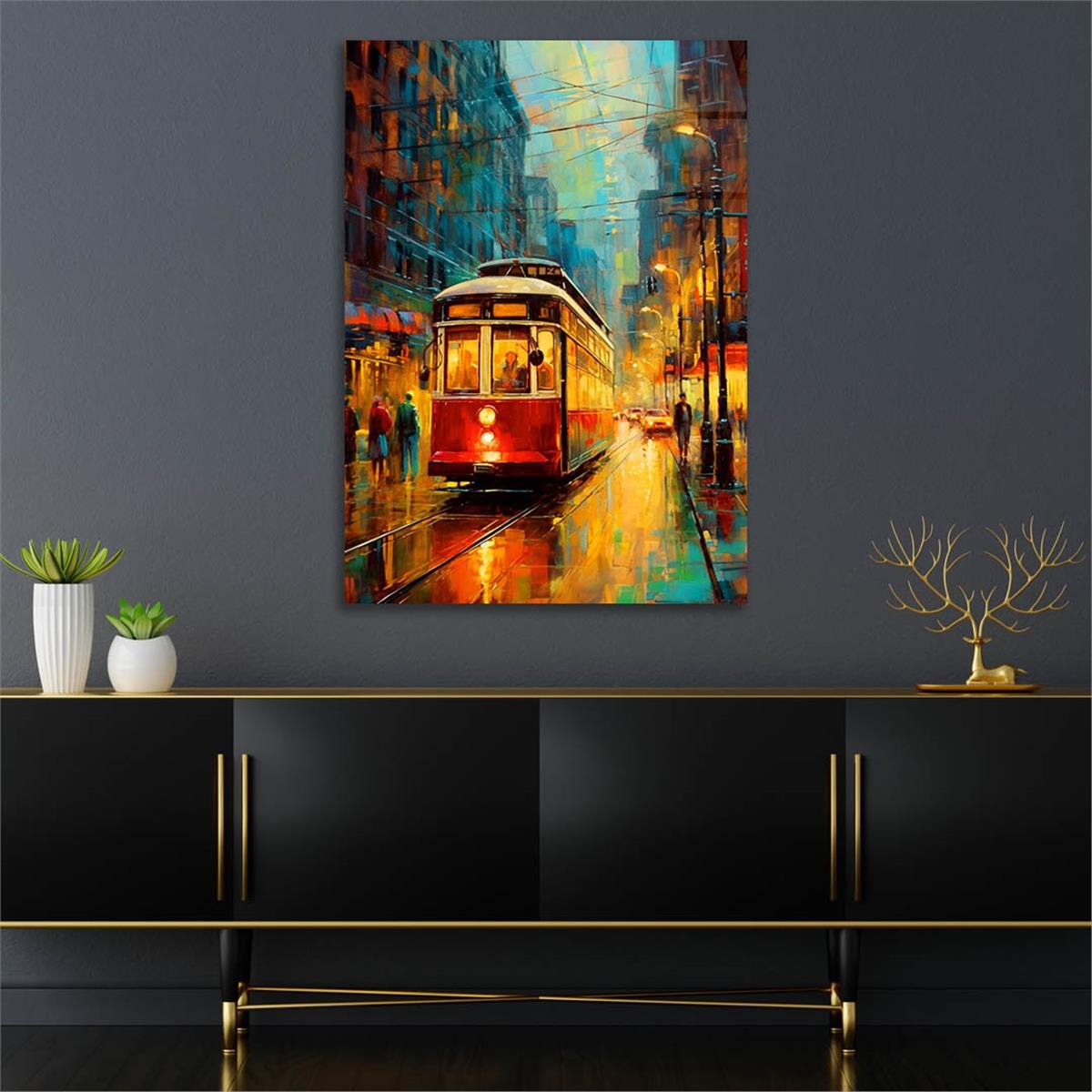 Dikey Sanat Temalı Cam Tablo 529