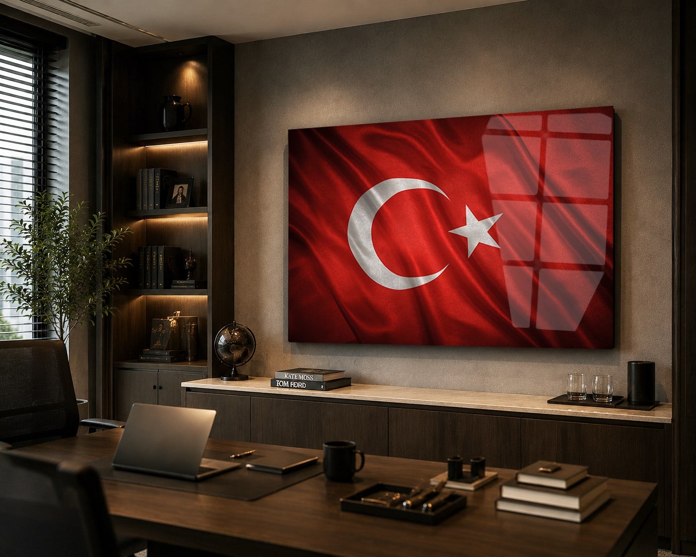 Yatay VatanTemalı Cam Tablo 116