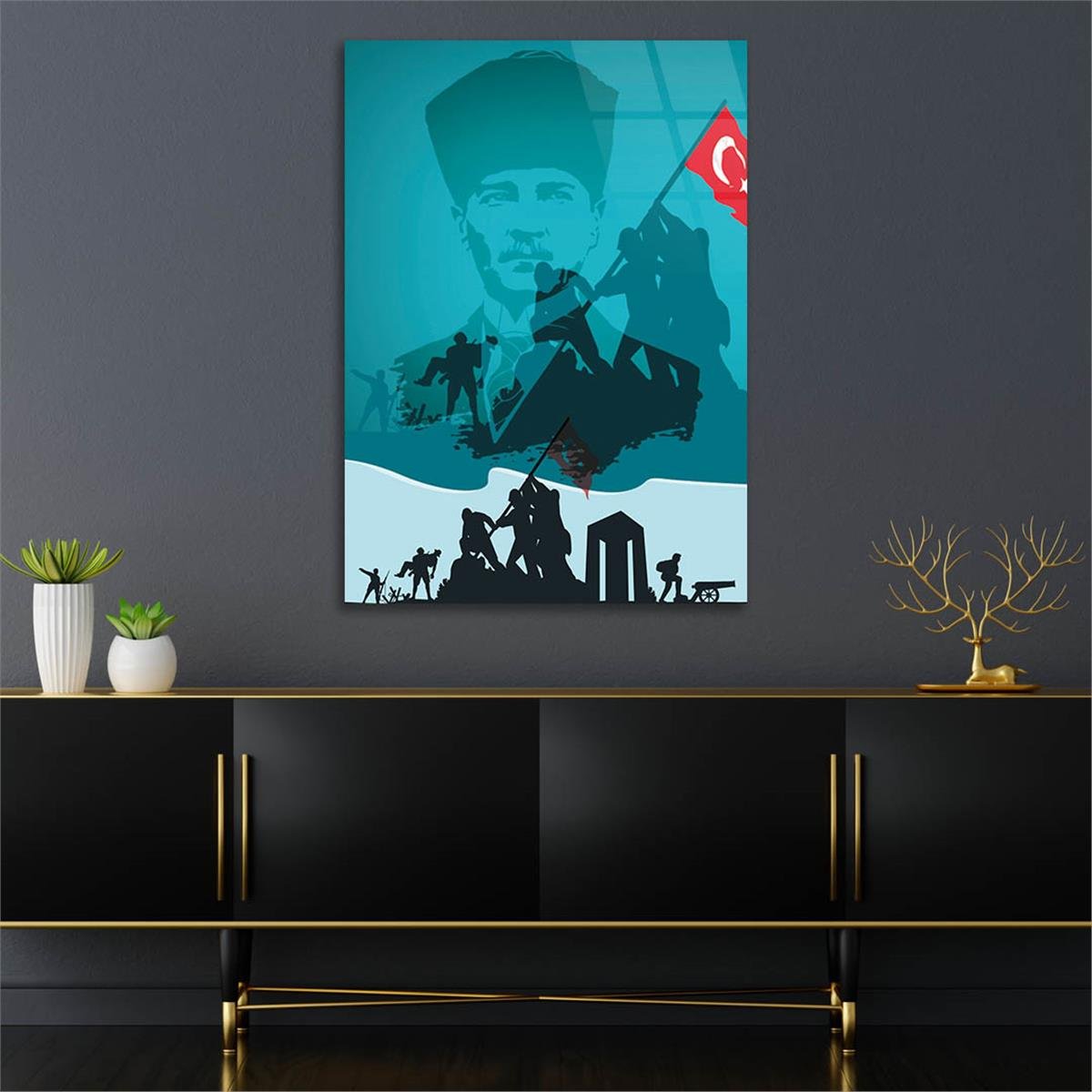 Dikey VatanTemalı Cam Tablo 159