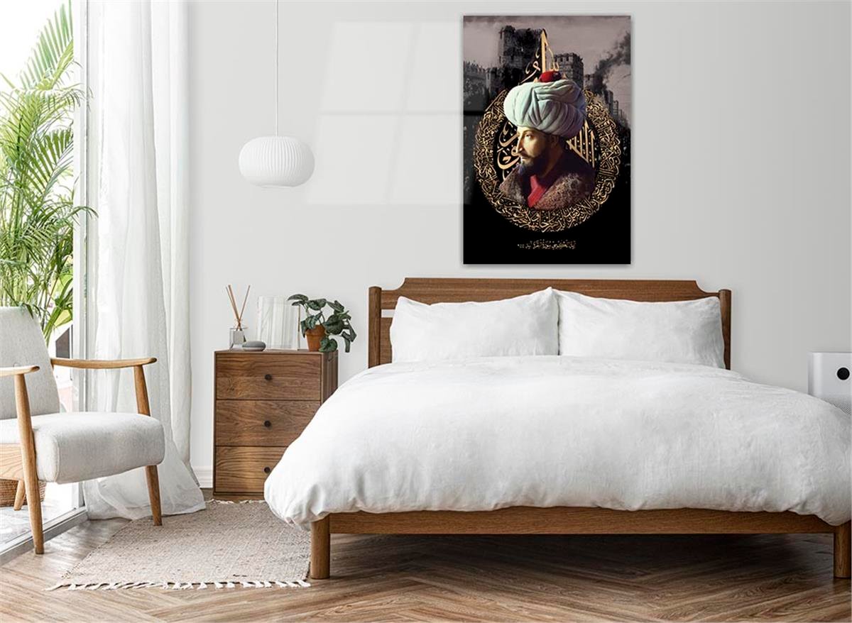 FATİH SULTAN MEHMET HAN GÖRSELLİ CAM TABLO