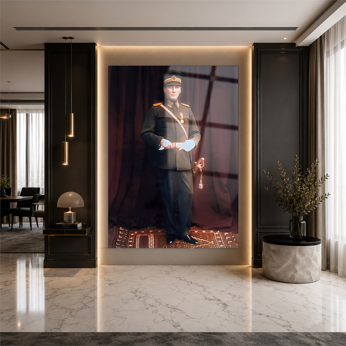 Dikey VatanTemalı Cam Tablo 213