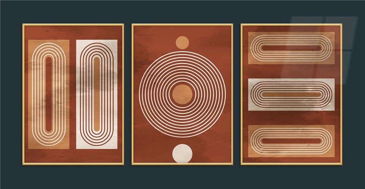 Alüminyum Çerçeveli Sanat Temalı 3'lü Set MDF Tablo 0053