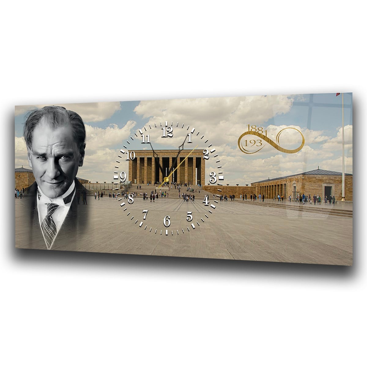 Middle-Clock, Homeland-Themed Horizontal Glass Wall Painting 063