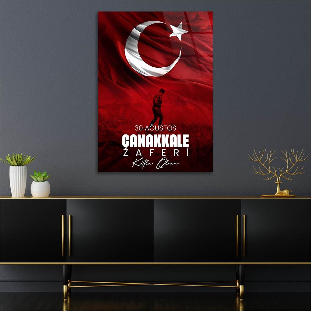 Dikey VatanTemalı Cam Tablo 153