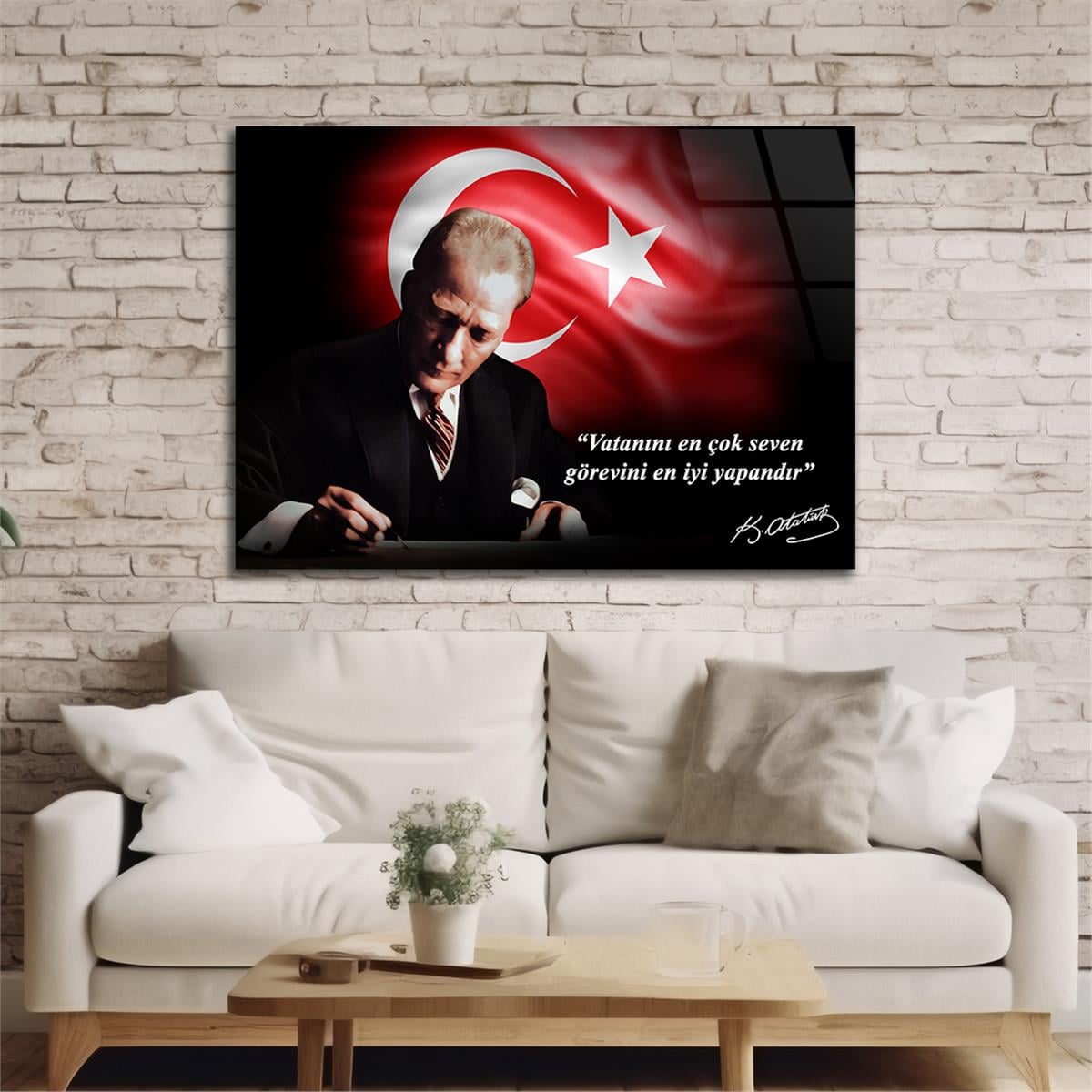 Yatay VatanTemalı Cam Tablo 131
