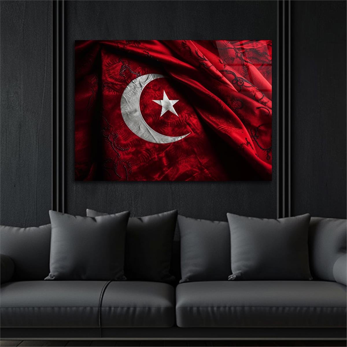 Yatay VatanTemalı Cam Tablo 128