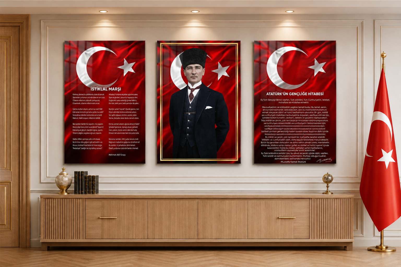  3'lü Set VatanTemalı Cam Tablo 21