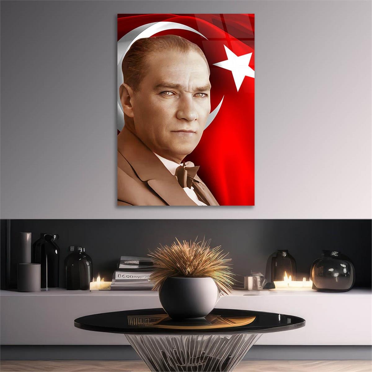 Dikey VatanTemalı Cam Tablo 257