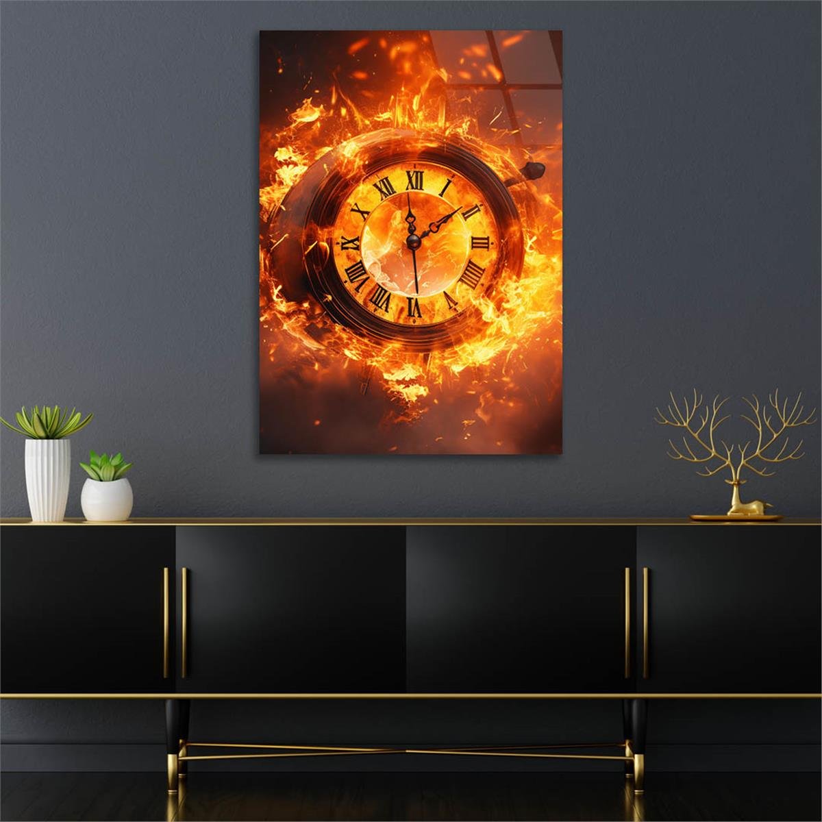 Dikey Sanat Temalı Cam Tablo 572