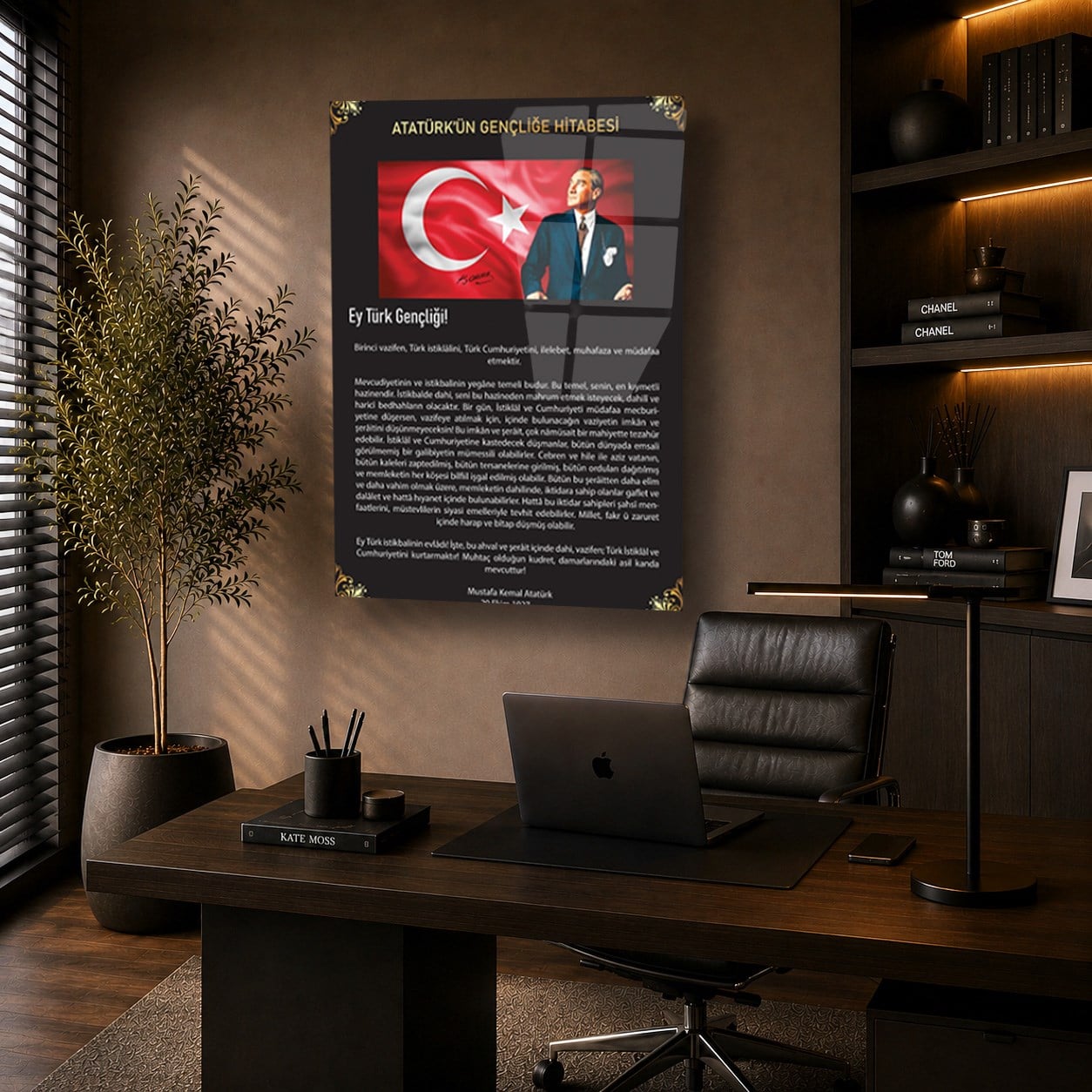 GENÇLİĞE HİTABE YAZILI CAM TABLO