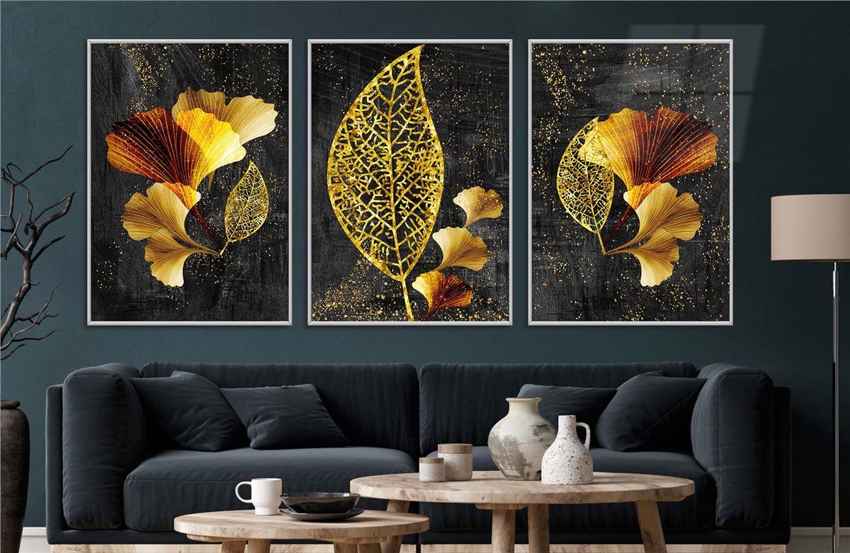 Alüminyum Çerçeveli Sanat Temalı 3'lü Set MDF Tablo 0058