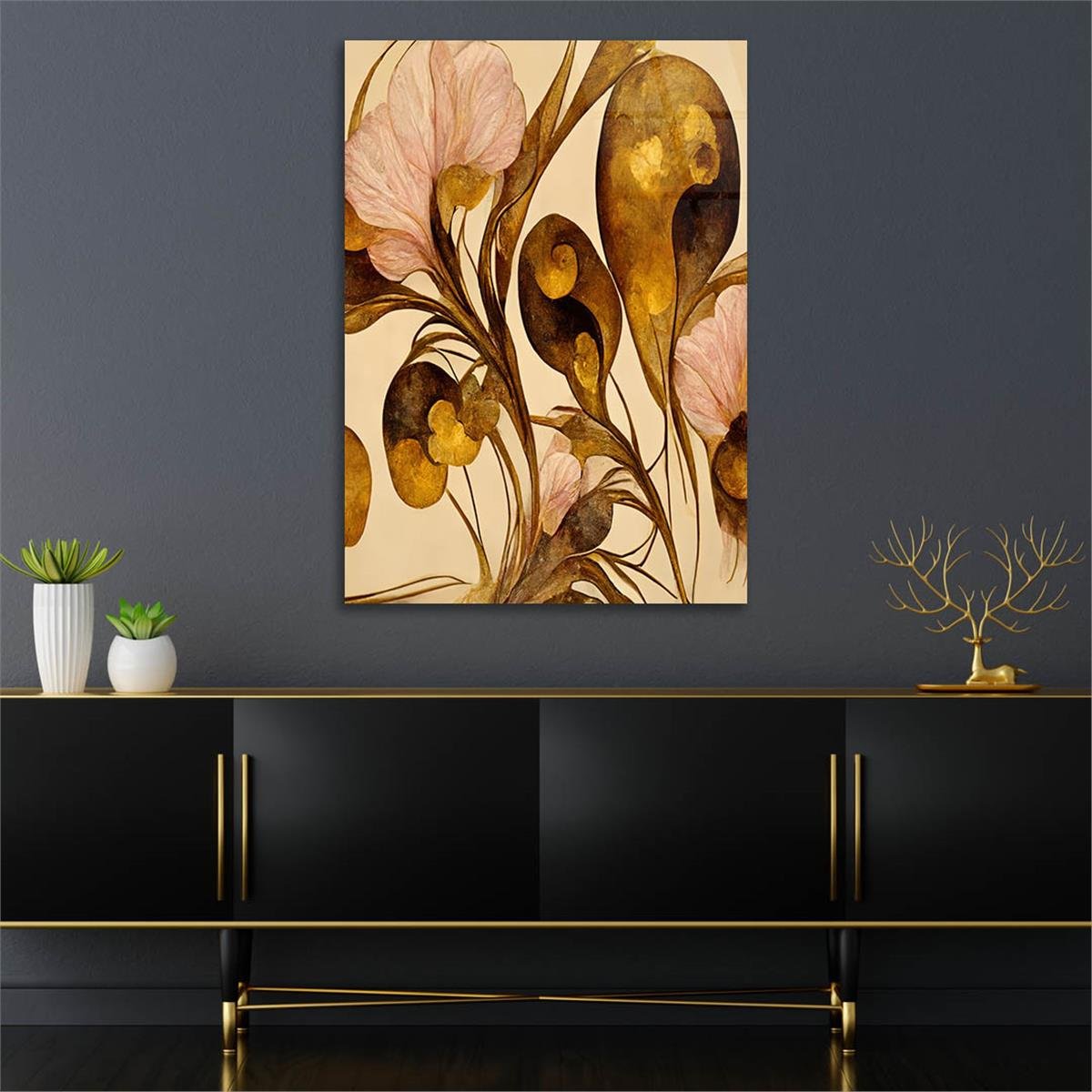 Dikey Sanat Temalı Cam Tablo 452