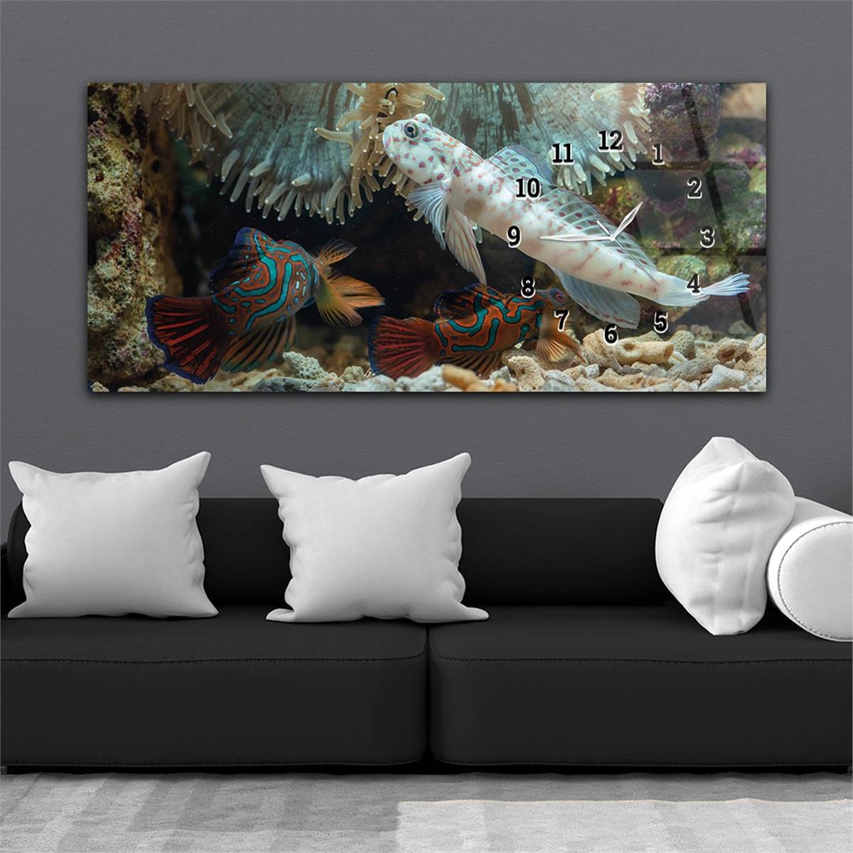 Side-Clock, Art And Nature-Themed Horizontal Glass Wall Painting 203
