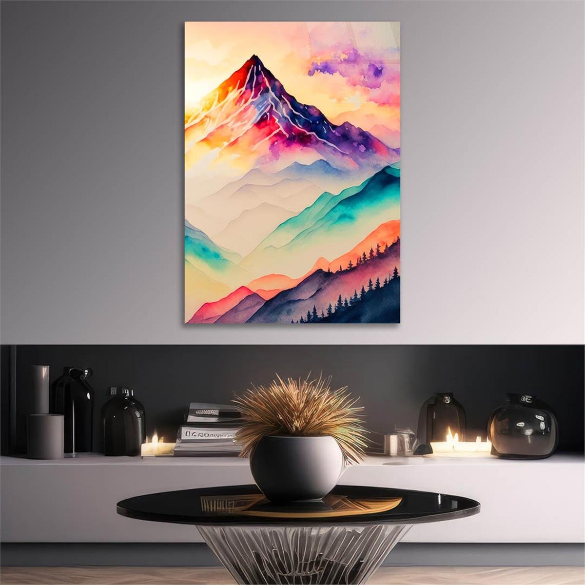 Dikey Sanat Temalı Cam Tablo 383