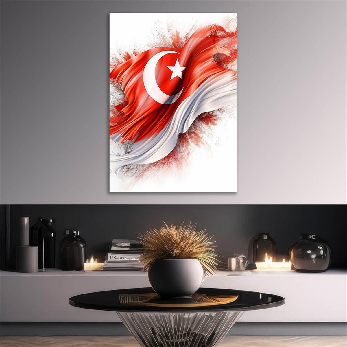 Dikey VatanTemalı Cam Tablo 183