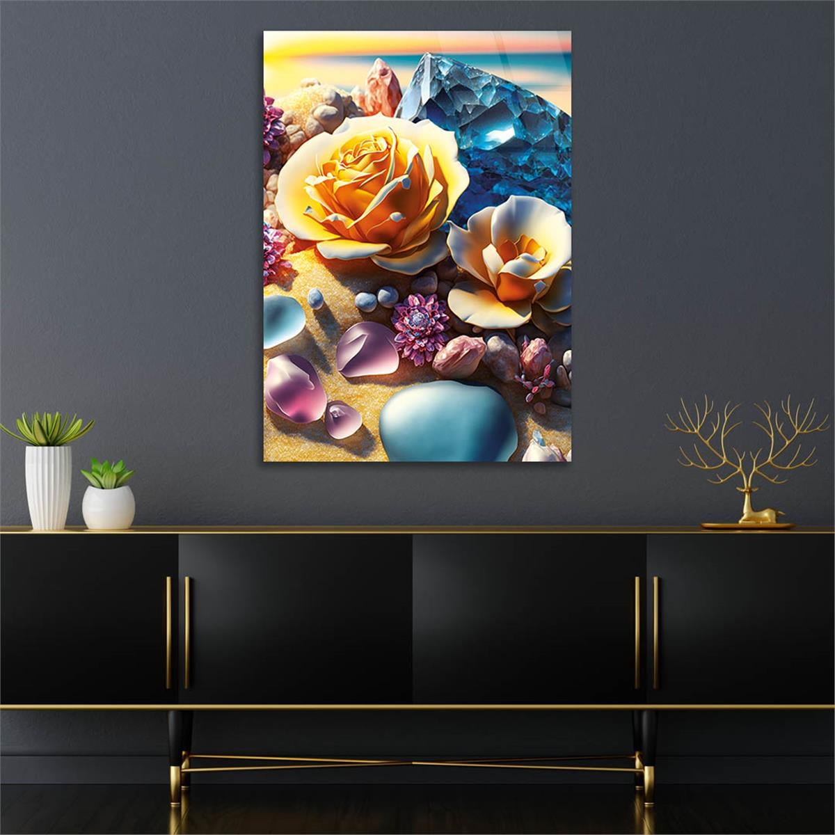 Vertical Tempered Glasss Wall Arts Natured-Themed153